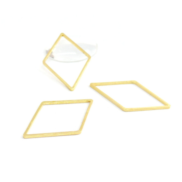 Pendentifs connecteur fermé forme Losange 23mm Laiton couleur Doré 18KT