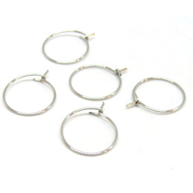 Boucles d'oreille Créoles Tiges 15mm en Acier Inoxydable 316 coloris Argenté