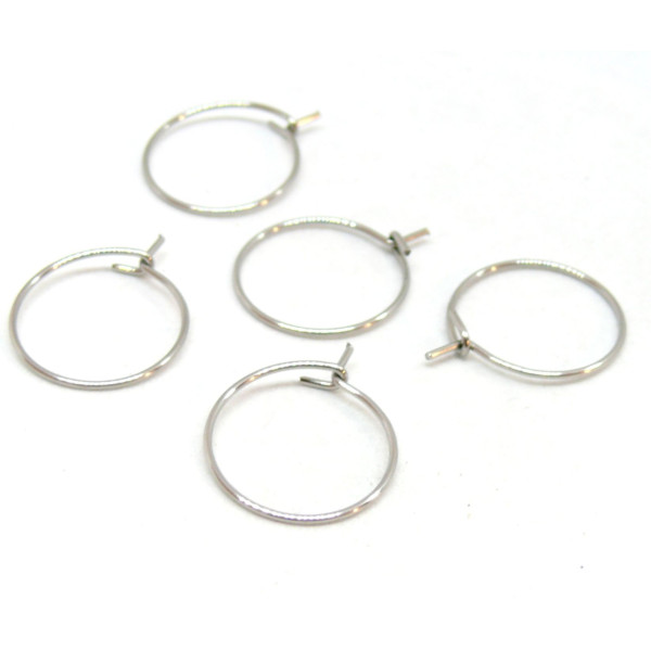 Boucles d'oreille Créoles Tiges 15mm en Acier Inoxydable 316 coloris Argenté