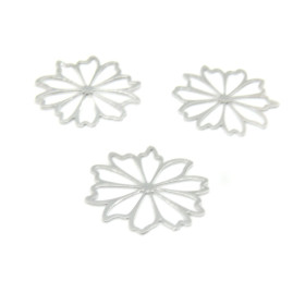 Estampes pendentif filigrane Fleur 17mm métal finition Argent Platine