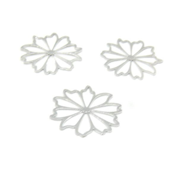 Estampes pendentif filigrane Fleur 17mm métal finition Argent Platine