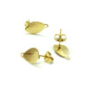 Boucles d'oreille Puce Feuille avec trou pour attache 14 mm  en ACIER INOXYDABLE 304 et poussoirs papillons finition Doré