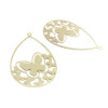 Estampes pendentif filigrane grande Goutte Papillon 47mm métal finition Doré