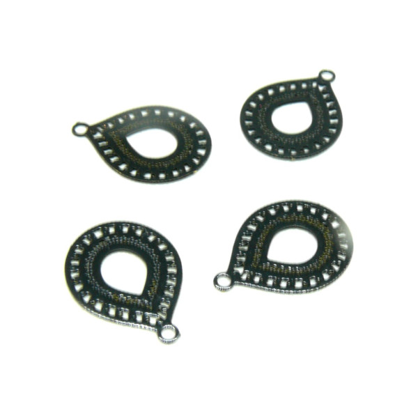Estampes pendentif filigrane Goutte 16mm métal Coloris NOIR