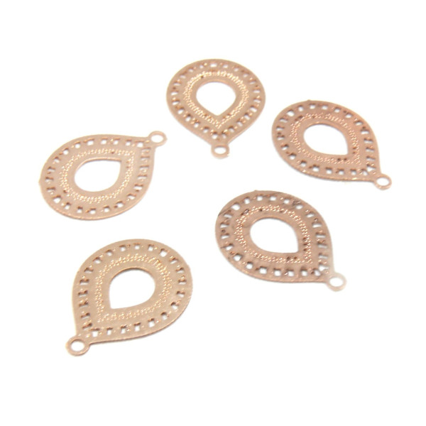 Estampes pendentif filigrane Goutte 16mm métal Coloris Or Rose