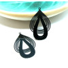 Estampes pendentif filigrane Double Gouttes Art Déco NOIR 43mm