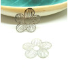 Estampes - pendentif connecteur, filigrane Fleur 34 par 28 mm - cuivre coloris Argent Vif