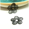 Estampes - pendentif connecteur, filigrane Fleur 34 par 28 mm - cuivre coloris NOIR