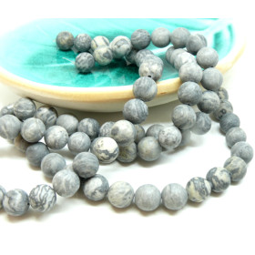 Perles rondes 10mm Jaspe Picasso effet givre coloris 08