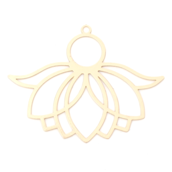 PS11870723 – Lot de 4 ou 8 Estampes Pendentif Grande Feuille de Lotus 39mm – Métal Doré