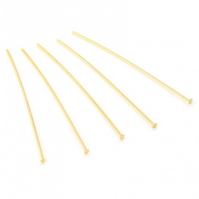 Tiges, Têtes Plates DORE, longueur 30mm par 0,7mm Acier Inoxydable 304 finition Doré 18KT