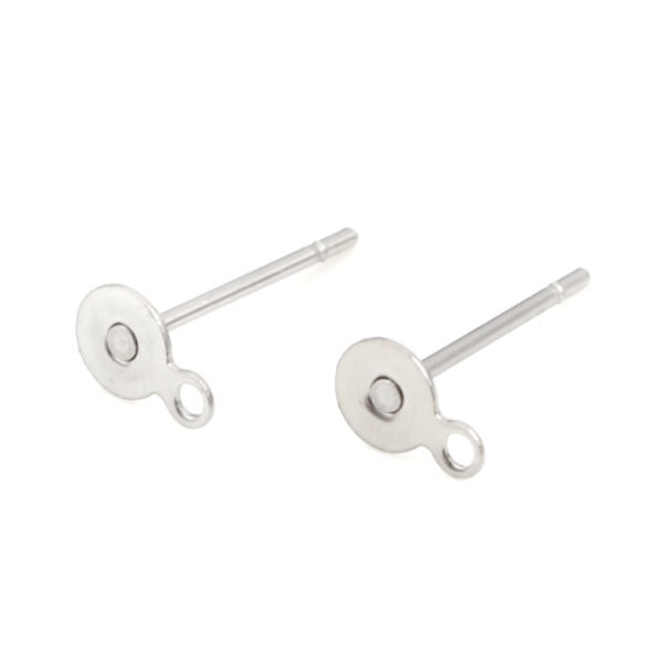 PS11714686 Lot de 10 -20  Supports de Boucle d'oreille puce 5mm avec attache en Acier Inoxydable 304