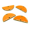 Connecteurs sequins, médaillons style résine émaillée , Biface Demi Cercle 20mm Cuivre coloris ORANGE