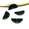 Connecteurs sequins, médaillons style résine émaillée , Biface Demi Cercle 20mm Cuivre coloris NOIR