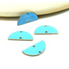 Connecteurs sequins, médaillons style résine émaillée , Biface Demi Cercle 20mm Cuivre coloris BLEU