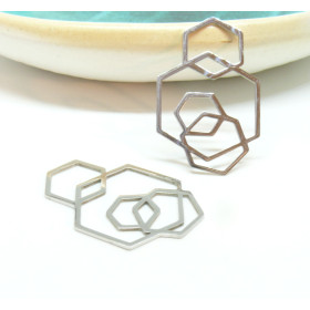 Pendentifs forme Géométrique 40 par 25mm, Acier Inoxydable finition Argenté placage Ionique sous vide