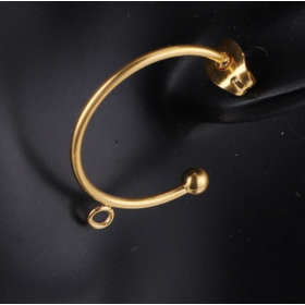 Boucles d'oreille Créoles avec attache et embouts 20 mm ACIER INOXYDABLE 304  Finition OR 18KT