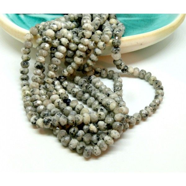 Perles Rondelle 6 par 4 mm Jaspe Kiwi