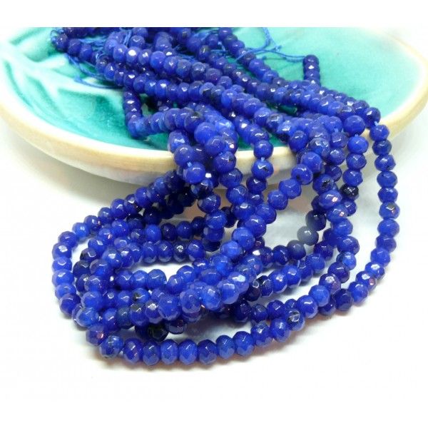 Perles Rondelle 6 par 4 mm Jaspe Teintée Bleu Electrique