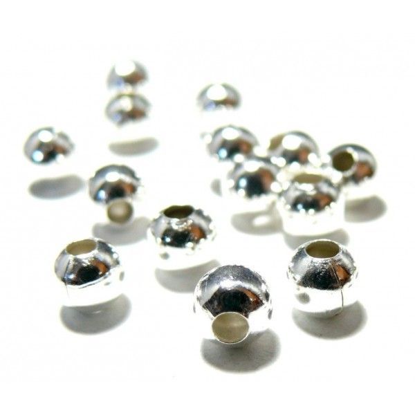 Perles intercalaires RONDES 5 mm métal finition Argent Platine