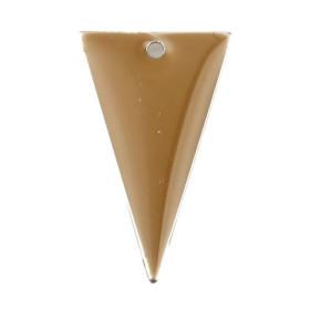 Sequins résine style émaillés Triangle Cappuccino 22 par 13mm sur une base en métal Argenté
