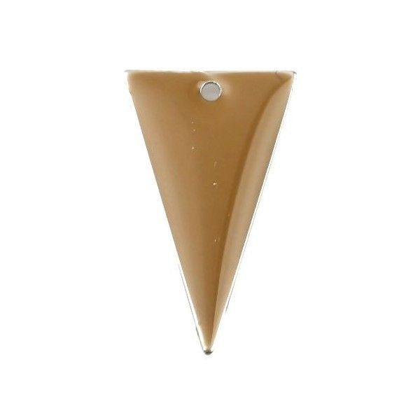 Sequins résine style émaillés Triangle Cappuccino 22 par 13mm sur une base en métal Argenté