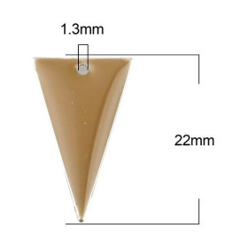 PS11667939 PAX 5 sequins résine style émaillés Triangle Cappuccino 22 par 13mm sur une base en métal dore
