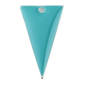 Sequins résine style émaillés Triangle Bleu Canard 22 par 13mm sur une base en métal Argenté