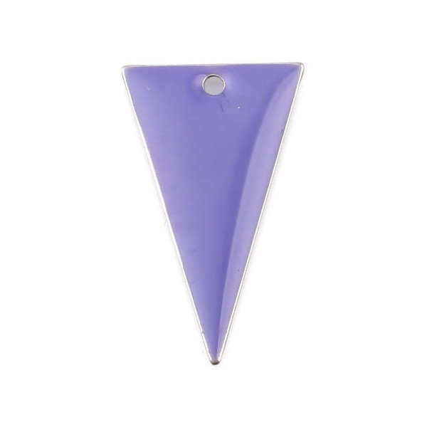 Sequins résine style émaillés Triangle Violet Clair 22 par 13mm sur une base en métal Argenté