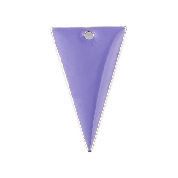 Sequins résine style émaillés Triangle Violet Clair 22 par 13mm sur une base en métal Argenté