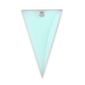 Sequins résine style émaillés Triangle Bleu Clair 22 par 13mm sur une base en métal Argent