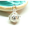 Pendentif Cage Bola Arabesque Algue, Corail Cuivre finition Argent VIF avec Perle BOLA Blanche