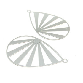 Estampes pendentif filigrane grande Goutte Soleil 47mm métal finition Argent Platine