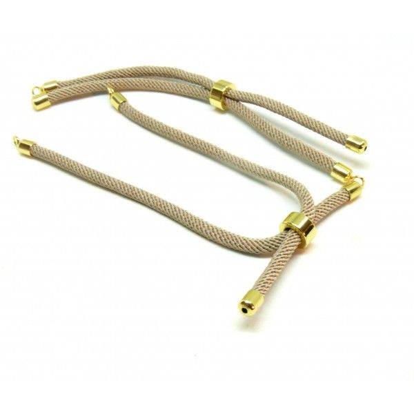H11M025-129 PAX 1 Support bracelet Intercalaire cordon Nylon ajustable avec accroche  Laiton Coloris Beige foncé