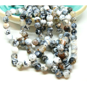 Perles rondes Agate Craquelées Facettées 8 mm