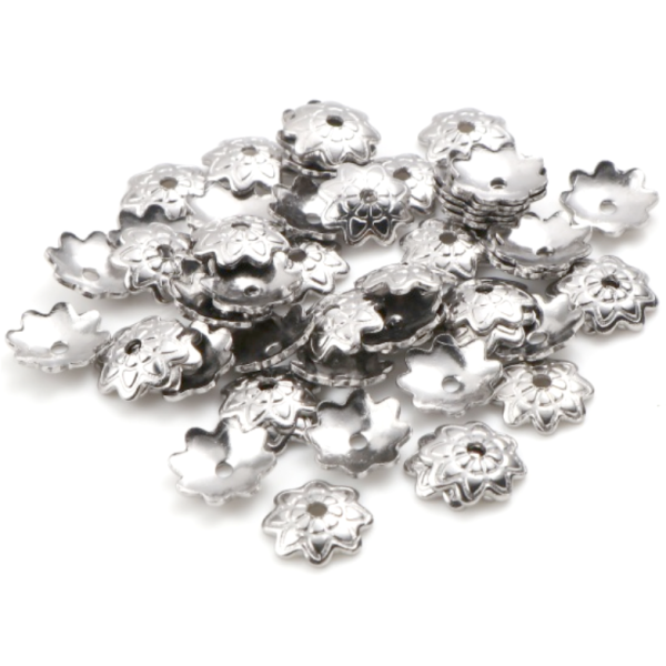 Coupelles - caps - Forme Fleur -  7 mm - Acier Inoxydable 304
