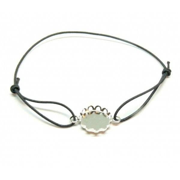 Supports de bracelet avec élastique Vague 12mm laiton finition Argent Platine pour collage digitale