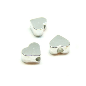 Perles Intercalaire Cœurs  8 mm métal coloris Argent Platine