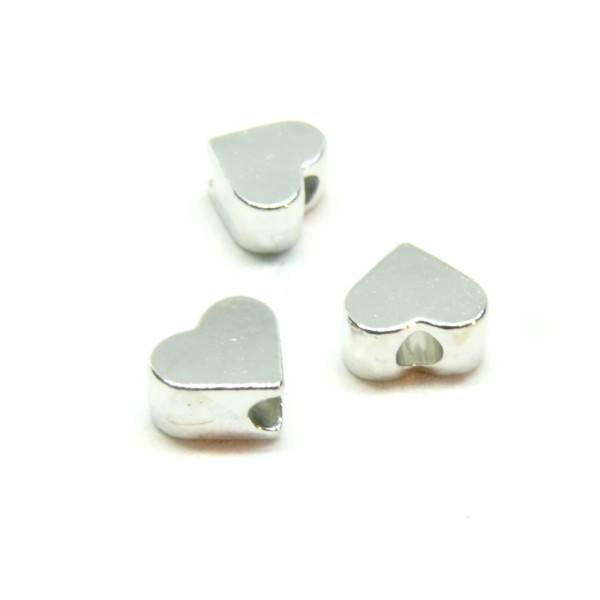 Perles Intercalaire Cœurs  8 mm métal coloris Argent Platine