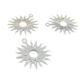 Pendentifs Estampes Laser Cut Motif Soleil 15 mm – Métal Finition Argent Platine Rhodié