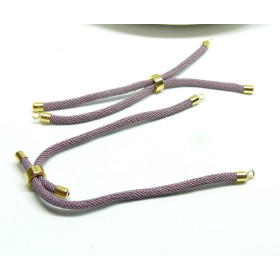 Support bracelet Intercalaire, cordon Nylon ajustable avec accroche,  Laiton Coloris Violet