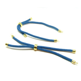Support bracelet Intercalaire cordon Nylon ajustable avec accroche  Laiton Coloris Bleu