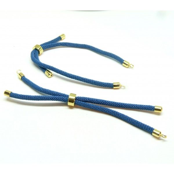 Support bracelet Intercalaire cordon Nylon ajustable avec accroche  Laiton Coloris Bleu