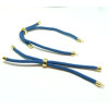 Support bracelet Intercalaire cordon Nylon ajustable avec accroche  Laiton Coloris Bleu