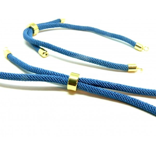 Support bracelet Intercalaire cordon Nylon ajustable avec accroche  Laiton Coloris Bleu