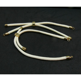 Support bracelet Intercalaire cordon Nylon ajustable avec accroche  Laiton Coloris Blanc Crème