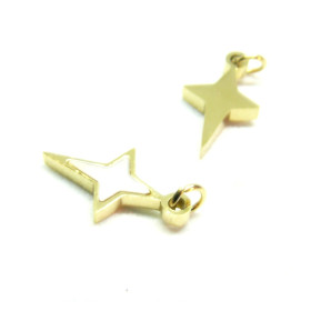 Pendentif Etoile 11 mm Acier Inoxydable 304 finition Doré Placage Ionique avec Nacre