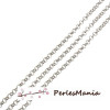 Chaine Rollo  maille 3 par 1mm  métal finition Argent Platine