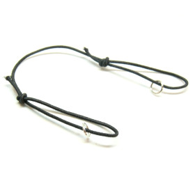 Supports bracelet cordon Nylon Elastique ajustable avec 2 anneaux d'accroche en Argent Platine Coloris NOIR