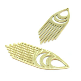 Pendentif Art Déco 43mm, Acier Inoxydable finition Doré Placage sous vide